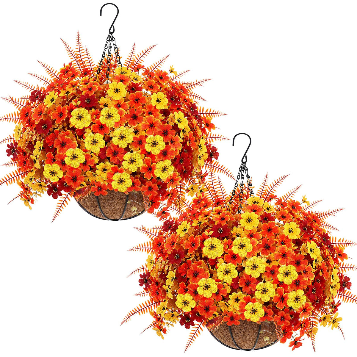 Thiccywoov 2 Pack Fall Flower Hanging Baskets, Morning Glory, Autumn Color