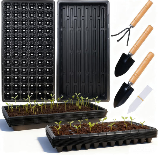 Hourleey 20 Pack Trays Include 10 Pack 1020 Seed Starter Trays and 10 Pack 72 Cell Plug Trays, Thick Durable Plastic Plant Nursery Tray, Propagation Tray for Seedlings Microgreens Fodder Plant