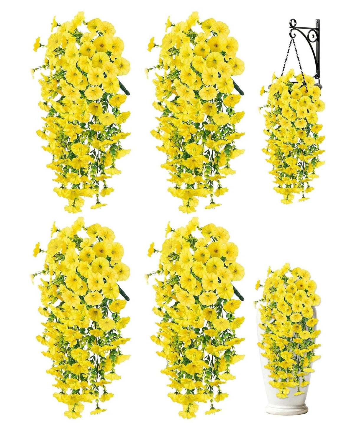 8PCS Artificial Fall Hanging Flowers for Outdoor Realistic hanging Mums