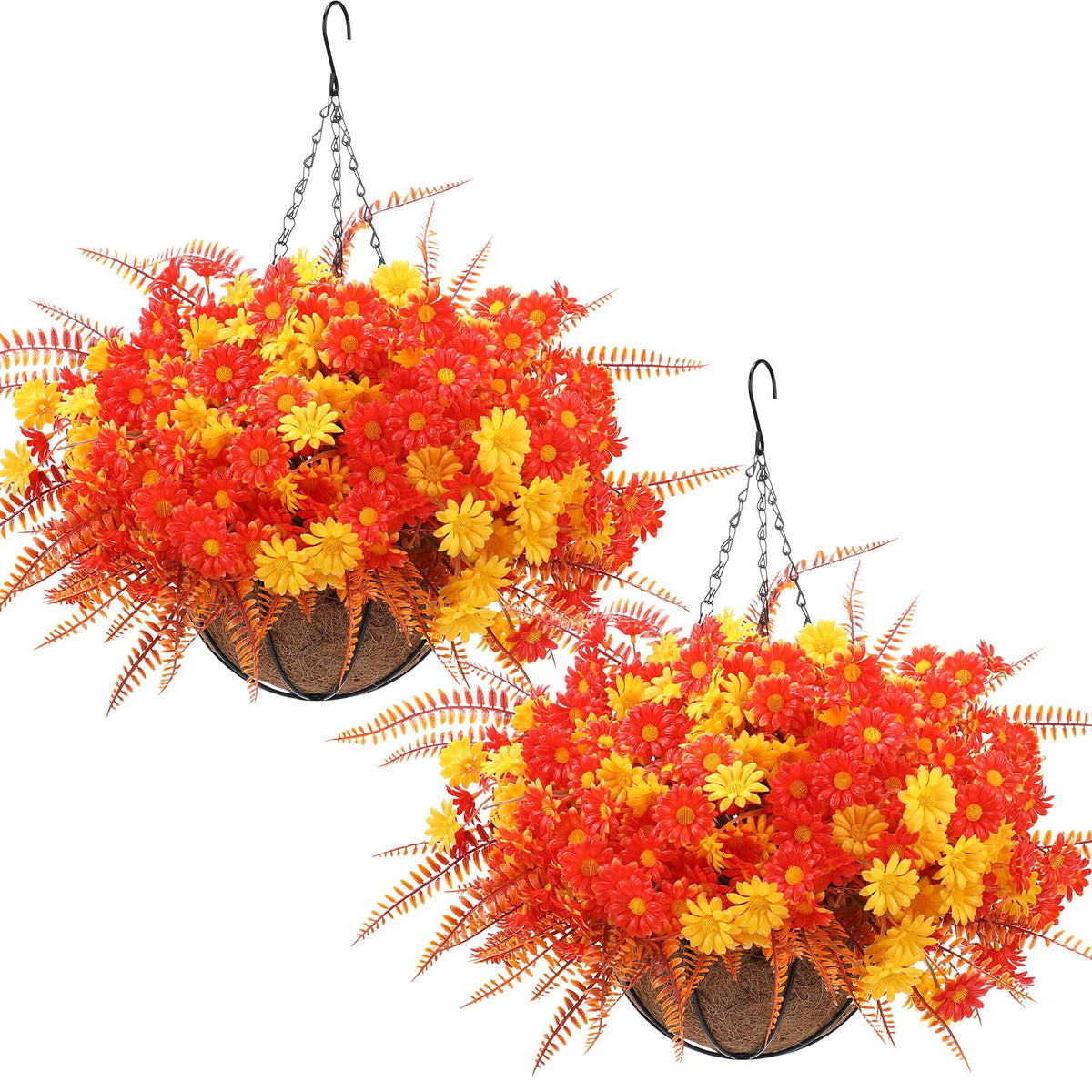 Thiccywoov 2 Pack Fall Flower Hanging Baskets, Morning Glory, Autumn Color