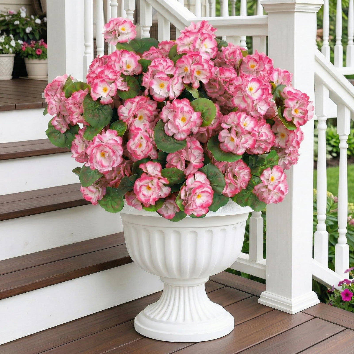 2 Set Artificial Outdoor Fall Flowers with Hanging Baskets