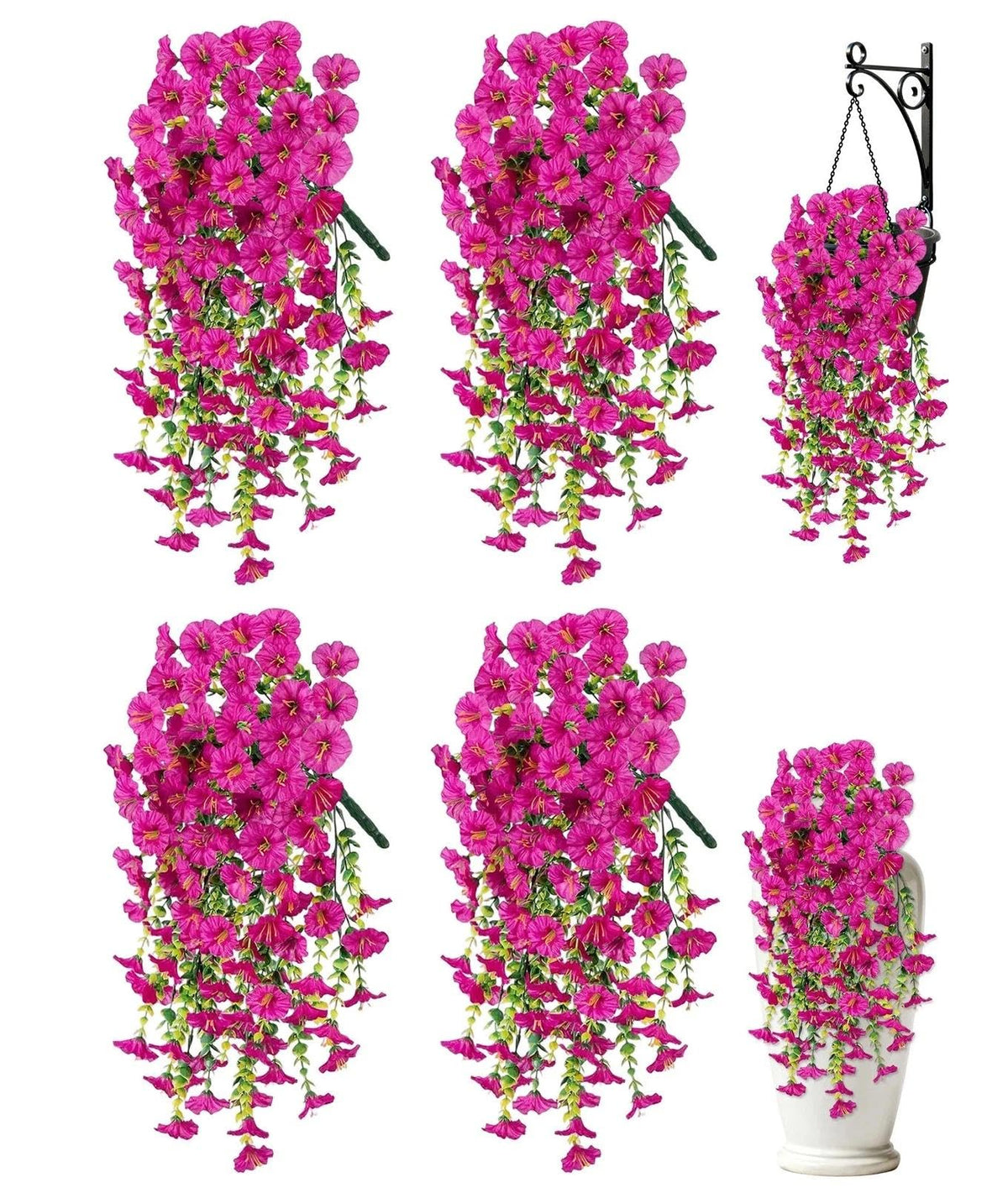 8PCS Artificial Fall Hanging Flowers for Outdoor Realistic hanging Mums