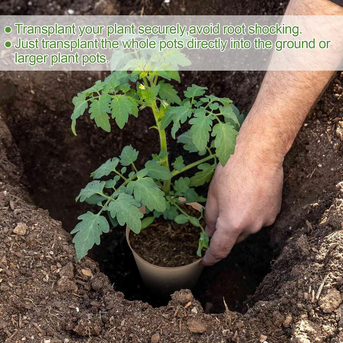 60-Pack 4” Biodegradable Peat Pots with 60 Plant Labels - Eco-Friendly Seedling Pots with Drainage Holes for Efficient Seed Starting and Garden Nursery Use