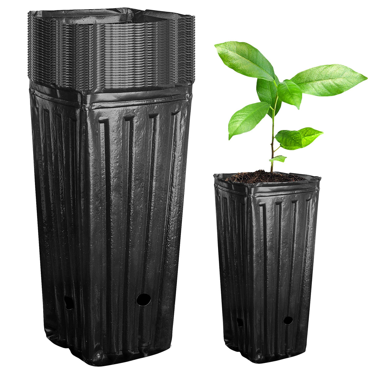 40 Pcs Plastic Deep Nursery Treepots, Tall Tree Pots Deep Seedling Pots