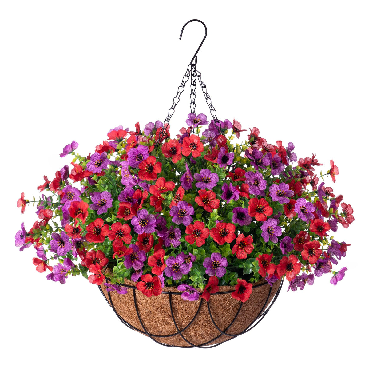 INXUGAO Artificial Fake Flowers Hanging Basket for Outdoor Decoration