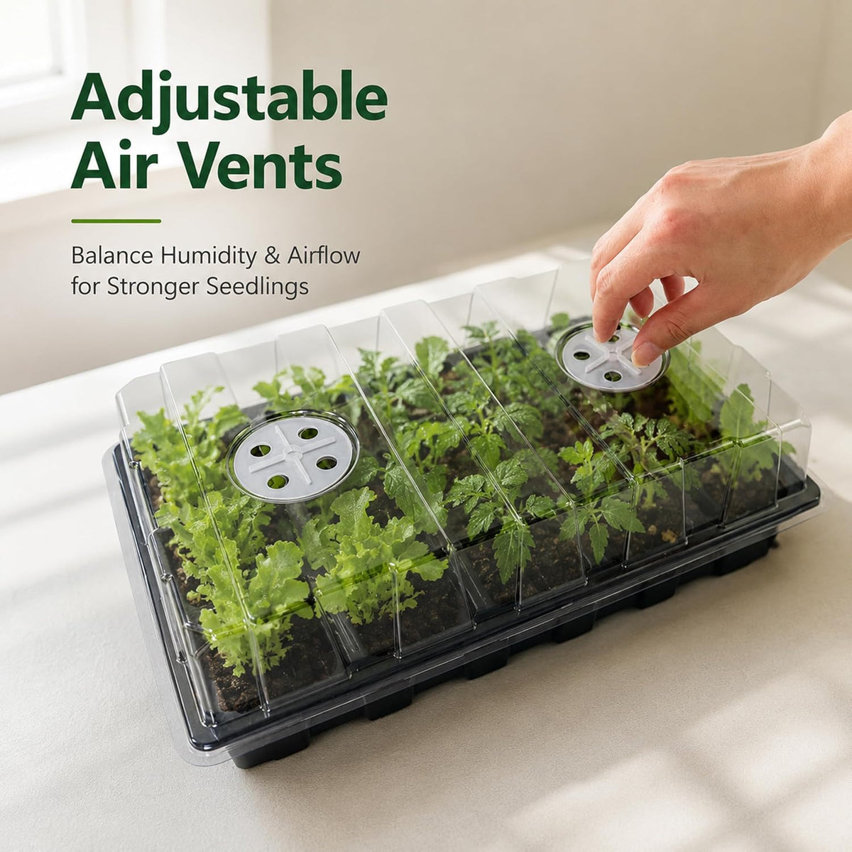 Gardzen 5 Pack Seed Starter Trays with Vented Domes 150 Cell Black