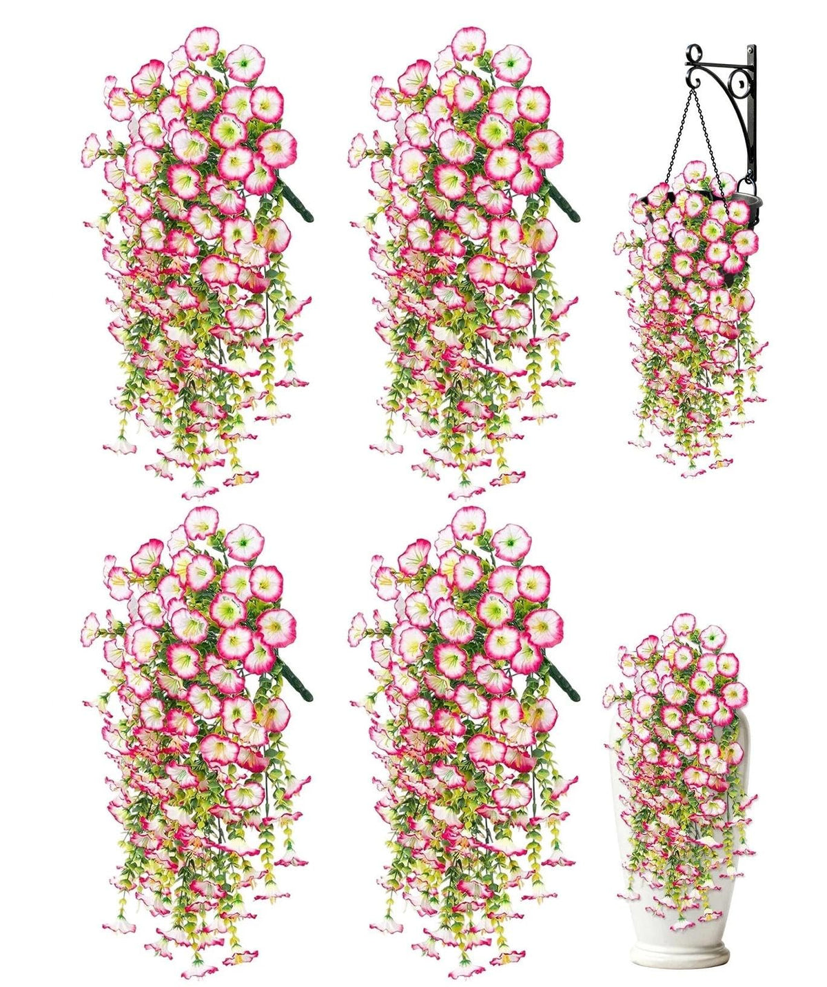 8PCS Artificial Fall Hanging Flowers for Outdoor Realistic hanging Mums