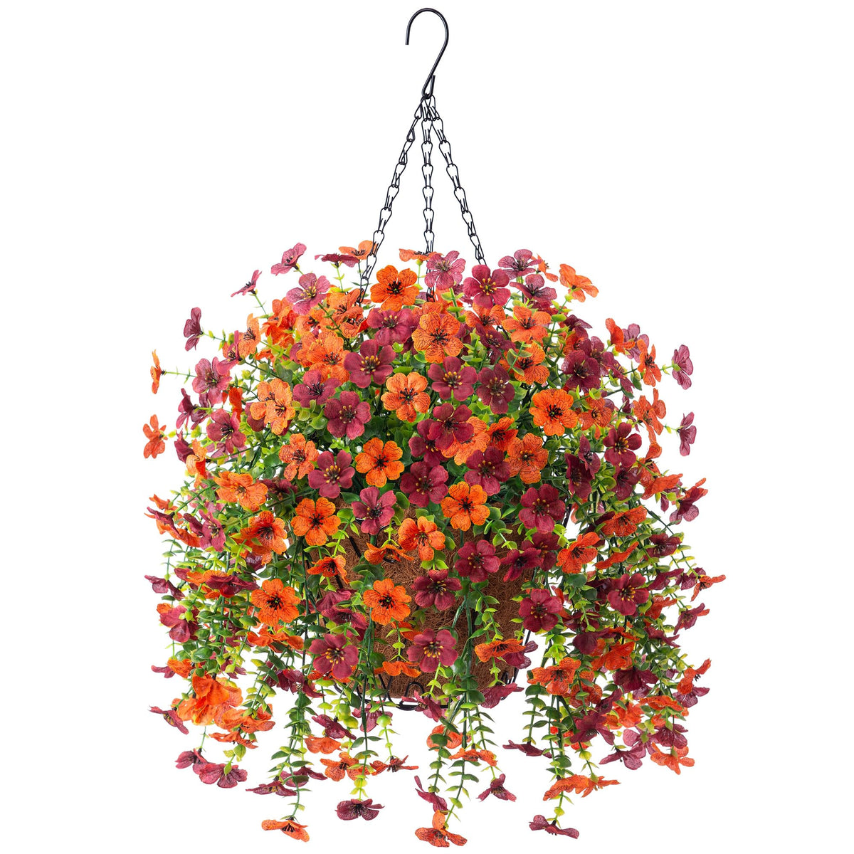 Ammyoo Artificial Hanging Flower with Basket for Fall Garden Decor