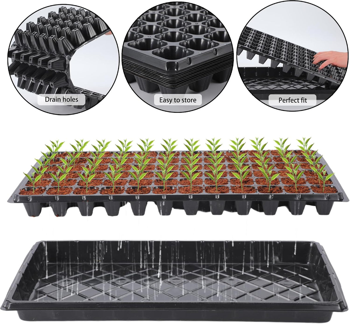 20Pack 72-Cell Seed Starter Trays with Base Tray & Dibber for Gardening.