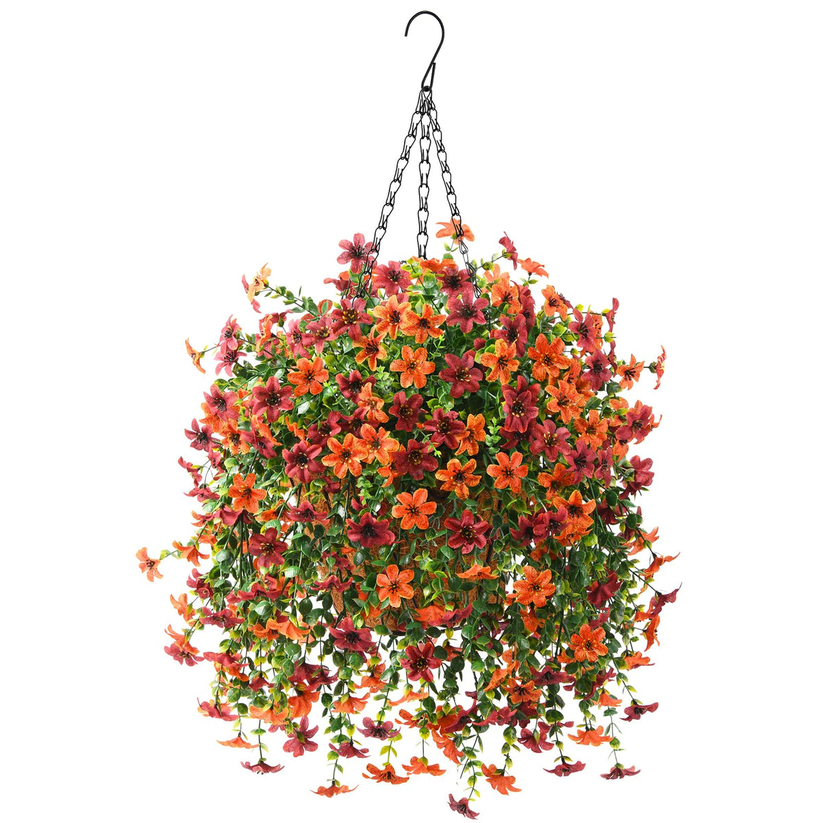 INQCMY Fake Hanging Flowers with Basket Artificial Violet for Outdoor