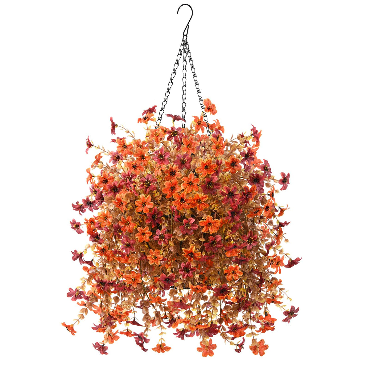 INQCMY Fake Hanging Flowers with Basket Artificial Violet for Outdoor