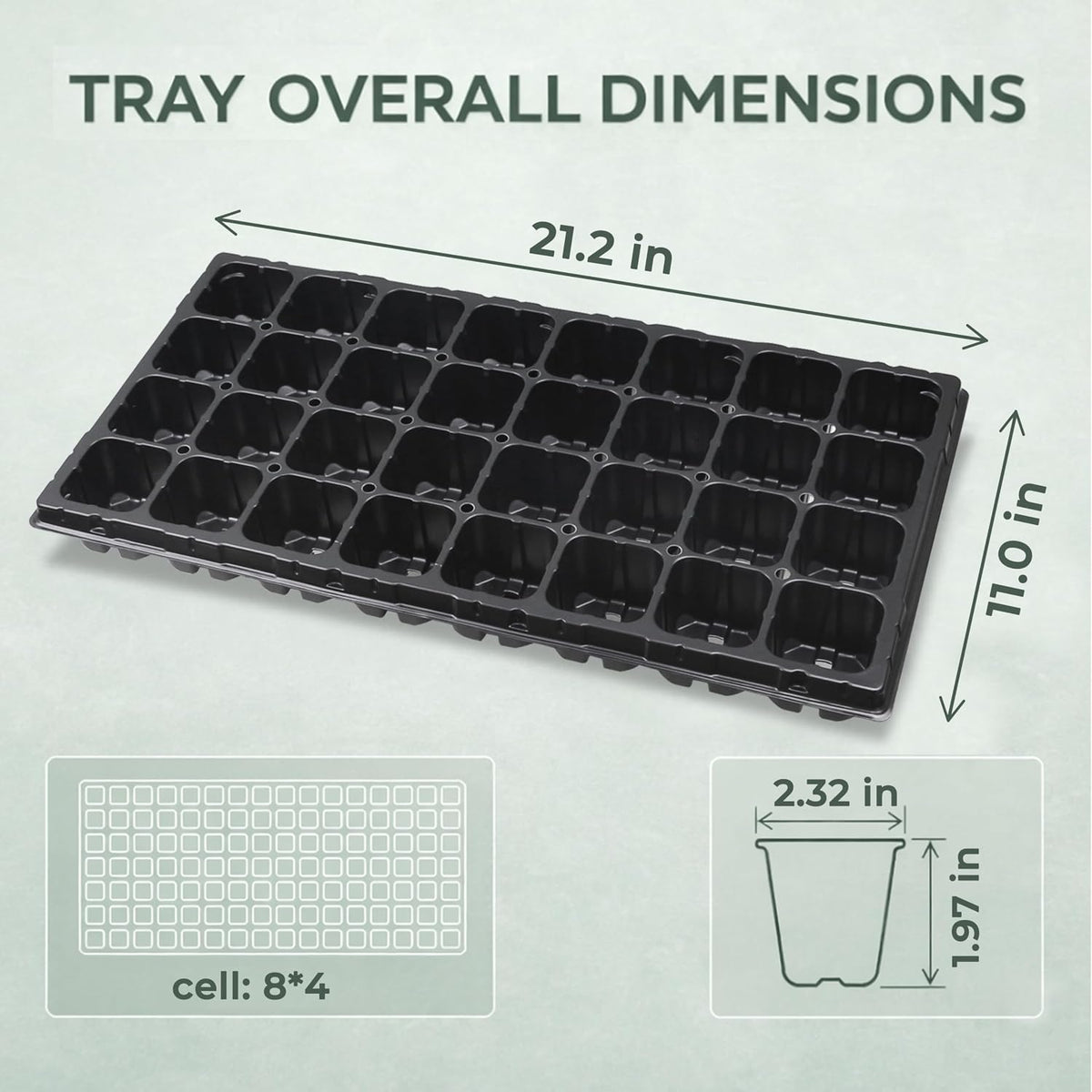 Gardzen 10 Pack 32 Cell Seed Starter Trays