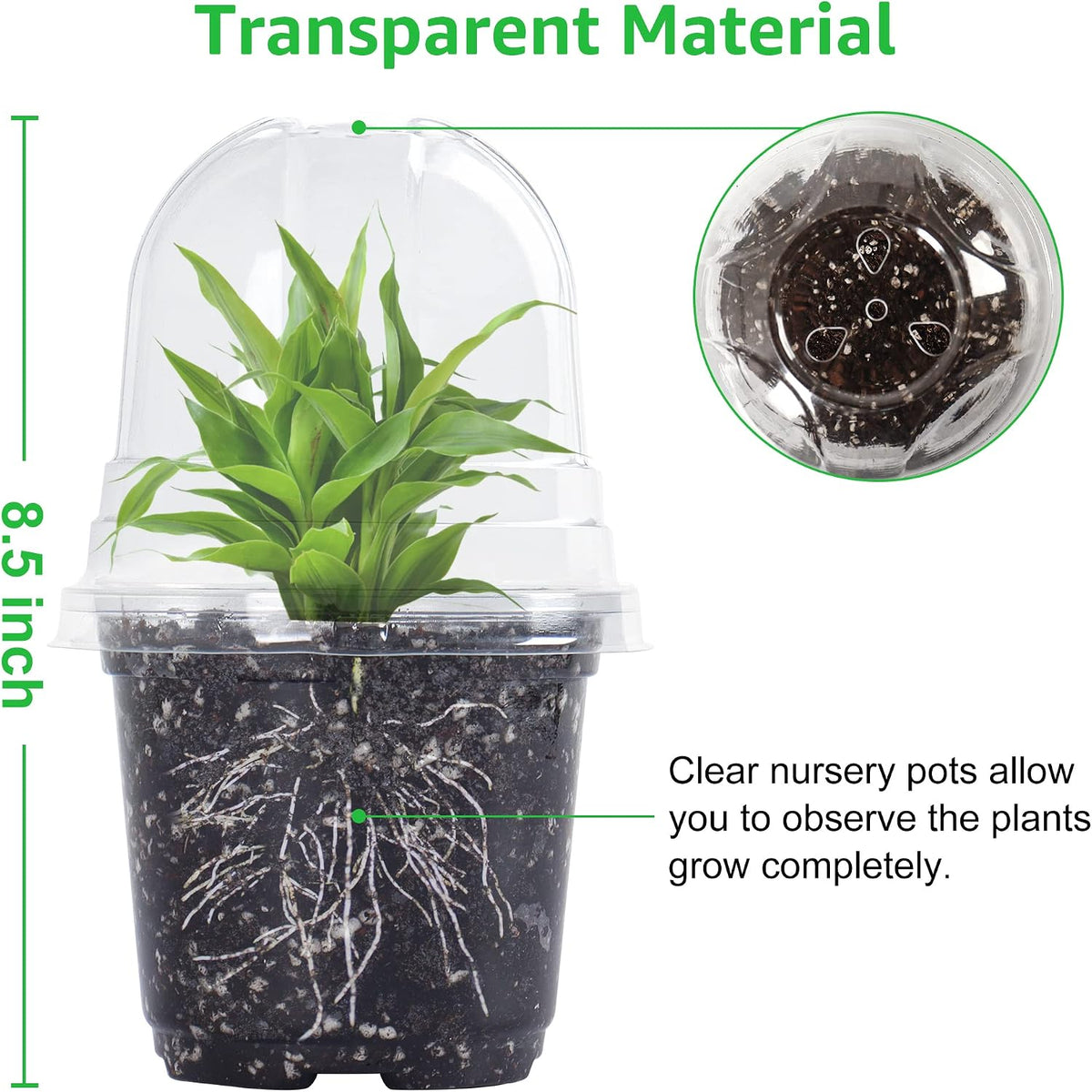 Bonviee Clear Nursery Pots with Humidity Domes, 3.5/4/5 Inch, 36-Pack