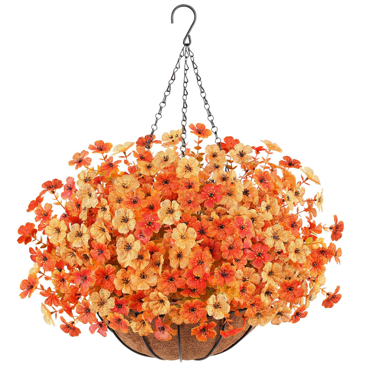 AGIRL 2 Set Artificial Hanging Flowers with Baskets for Outdoors