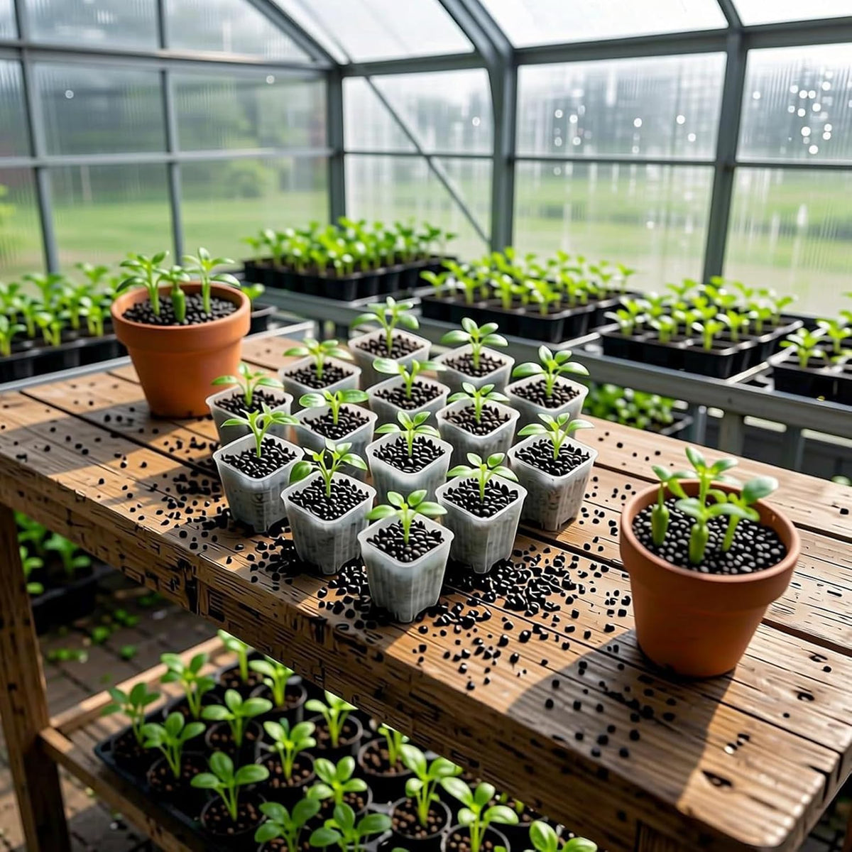 50 Pack 1.6'' Square Clear Nursery Pots, Mini Transparent Planter