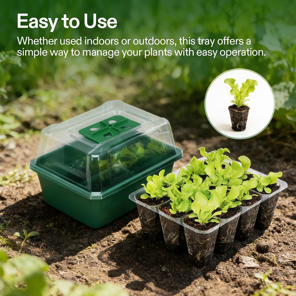 VIVOSUN 6-Pack Seed Starter Trays, 72-Cell Starter Kit with Humidity Dome
