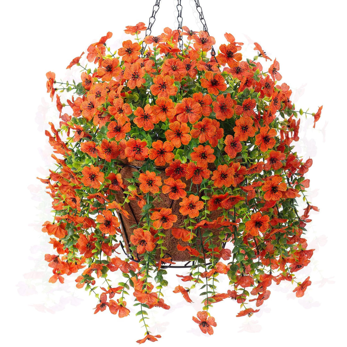 Ammyoo Artificial Hanging Flower with Basket for Fall Garden Decor