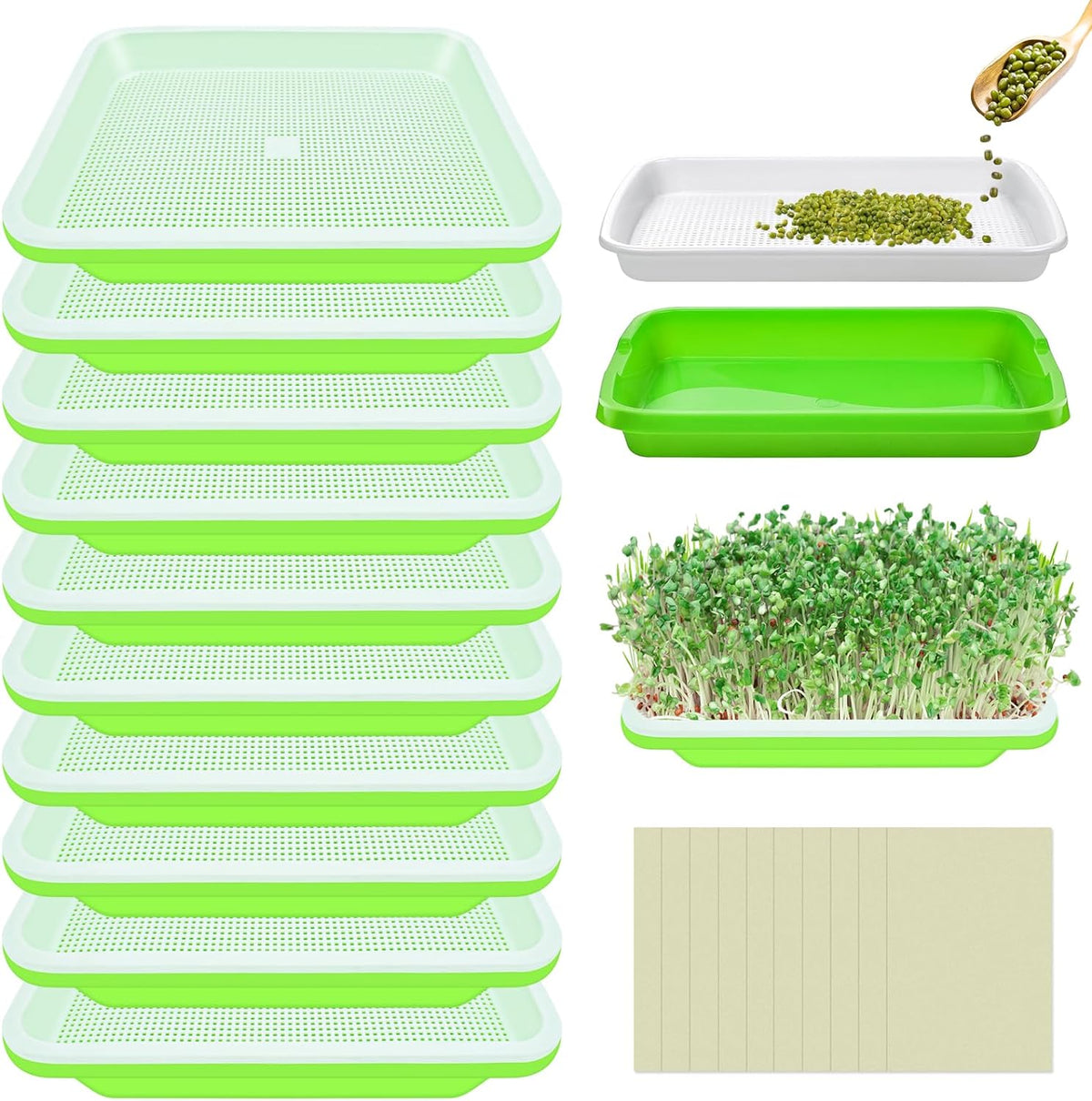 Legigo 10 Pack Seed Sprouter Trays, Microgreens Growing Trays Kit