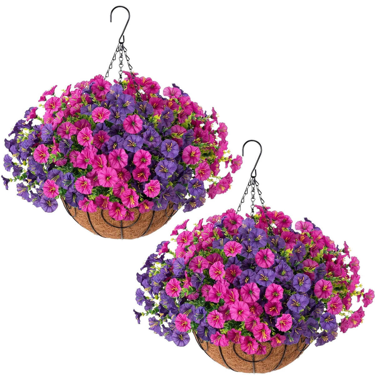 2Set Fall Hanging Mums Flowers with Baskets 28Pcs Faux Fall Mum for Outdoor