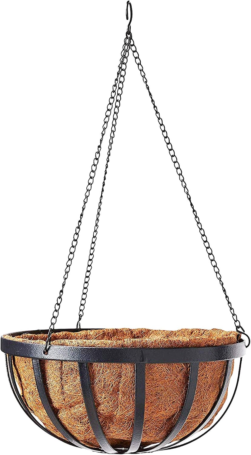 Arcadia Garden Products CB42 12" Solstice Round Hanging Basket, Black