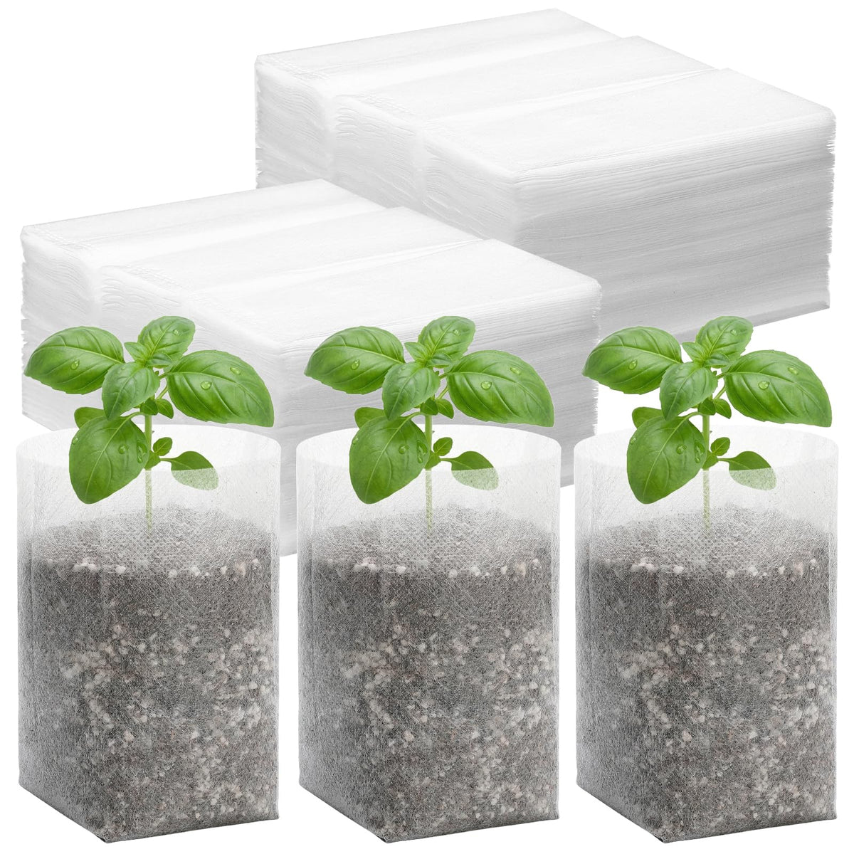 100pcs Nursery Bags for Plants - 7.87x13.77 inches Breathable Plant Grow Bags, Fabric Grow Seedling Pots for Vegetable, Fruit, Flower