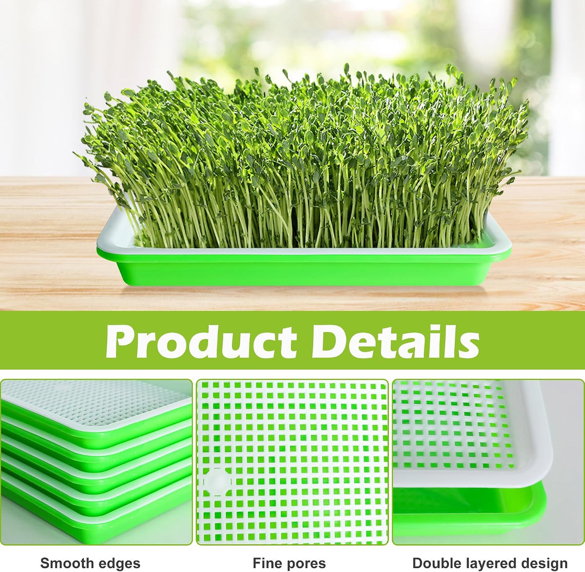 10 Pack Seed Sprouter Tray, Wheatgrass Tray Sprouter Microgreen Growing Kit