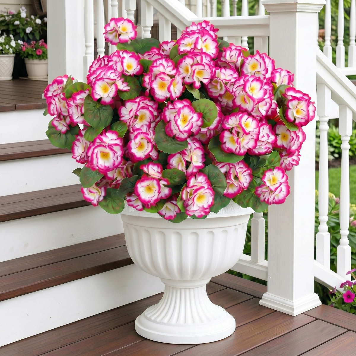 2 Set Artificial Outdoor Fall Flowers with Hanging Baskets