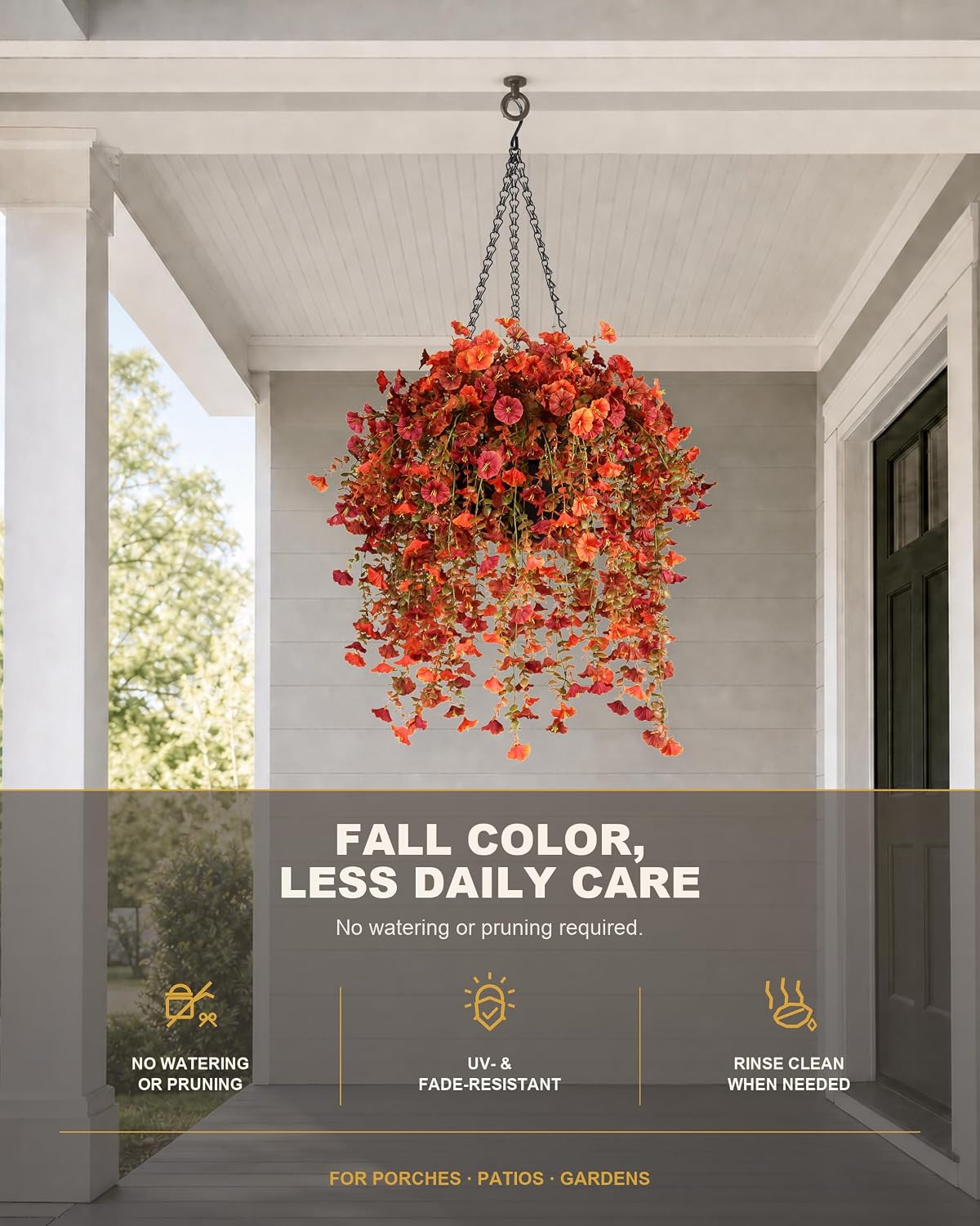 Artificial Fall Hanging Baskets for Outdoors,2 Pack Cascading Flowers