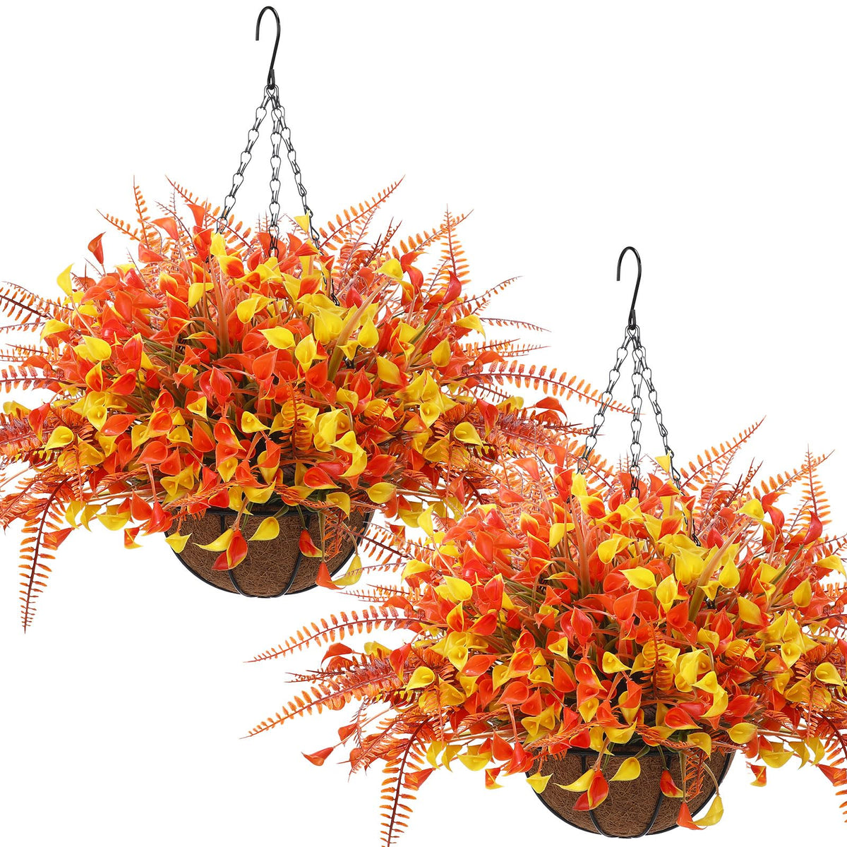 Thiccywoov 2 Pack Fall Flower Hanging Baskets, Morning Glory, Autumn Color