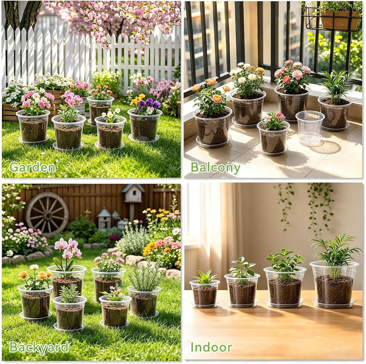 7/6/5/4 Inch Clear Nursery Pots with Drainage Hole 20Pcs,Plastic Plant Pot