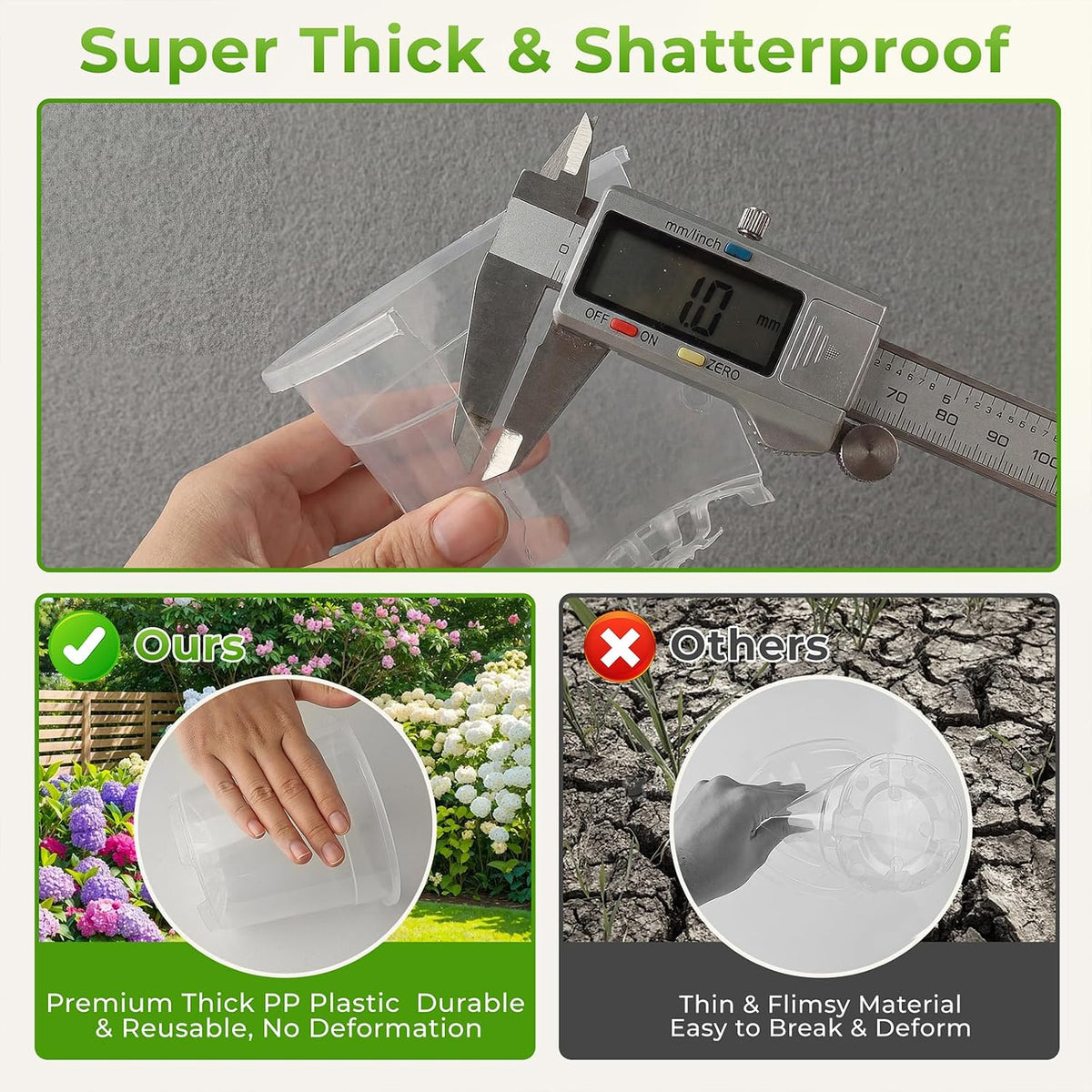 8 Pack Clear Nursery Pots with Drainage Holes, 5/6/6.7/7.5 Inch