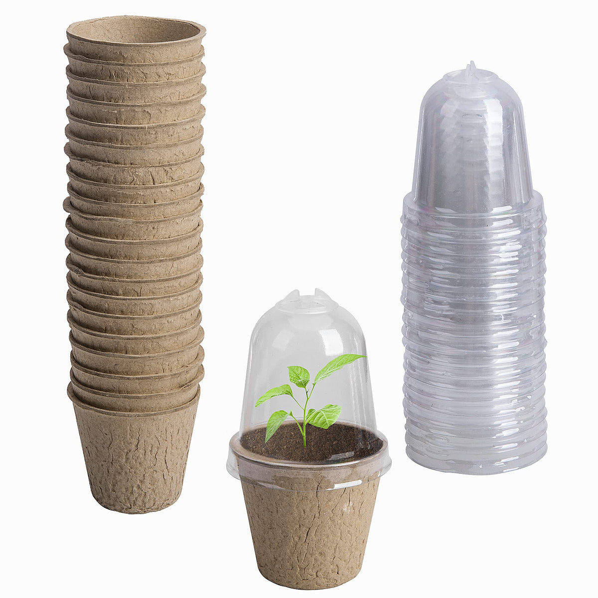EBaokuup 40pcs Biodegradable Seeding Starter Pots for Planting - 3.1" Plant Nursery Pots with Humidity Dome - Peat Pots for Seedlings Garden Vegetable Flower Germination