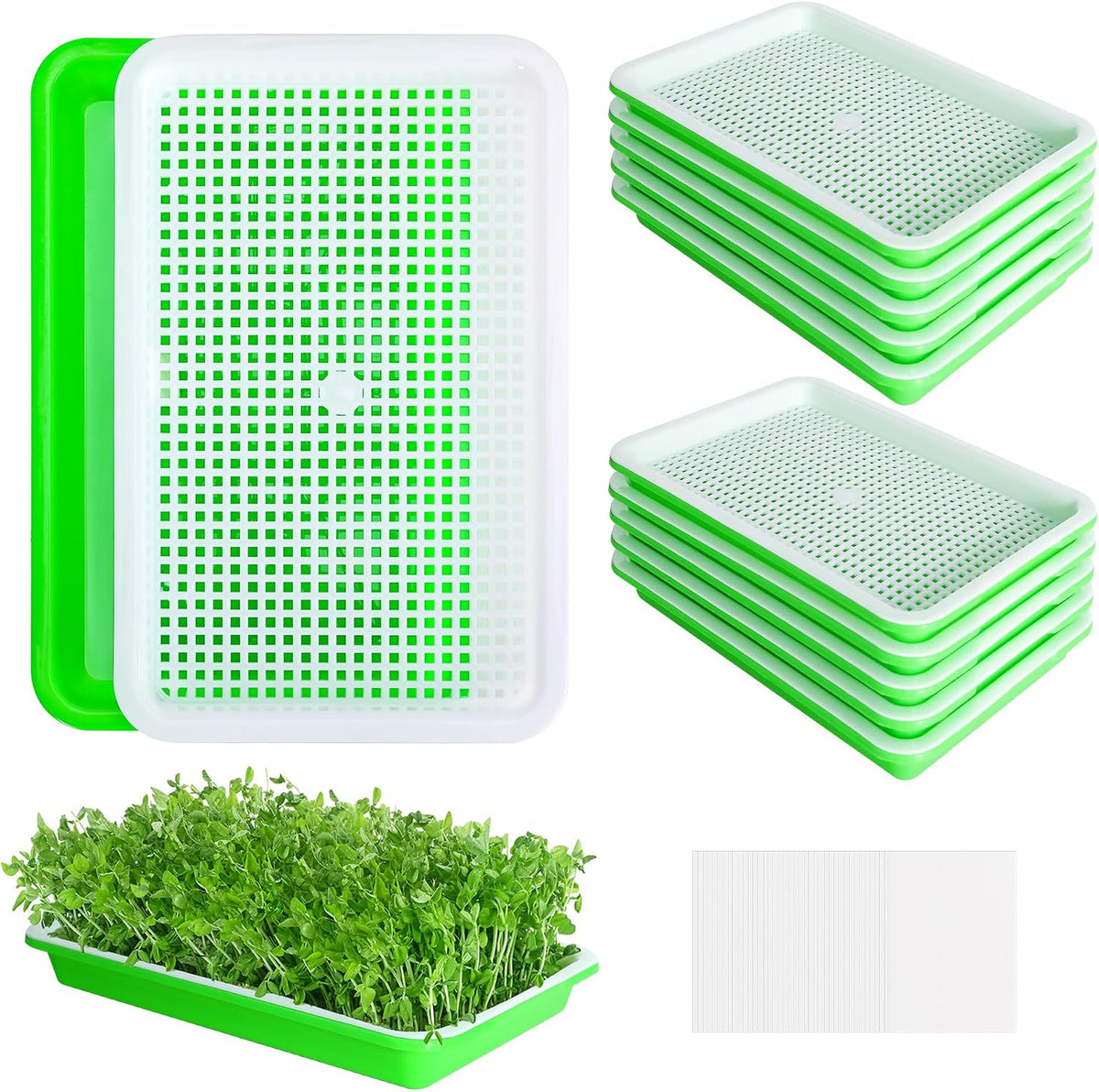 10 Pack Seed Sprouter Tray, Wheatgrass Tray Sprouter Microgreen Growing Kit
