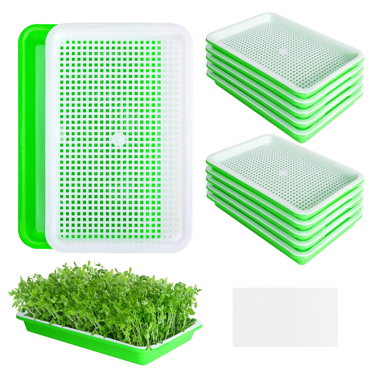 10 Pack Seed Sprouter Tray, Wheatgrass Tray Sprouter Microgreen Growing Kit