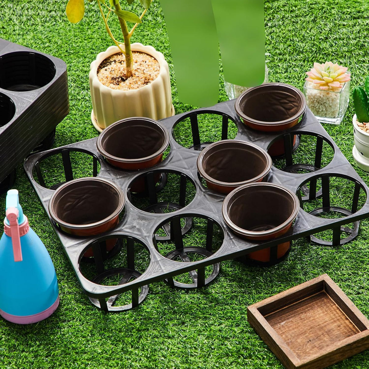 Vercraft 10 Pcs 12 Cell Nursery Planter Trays, for 4 Inch Round Pots