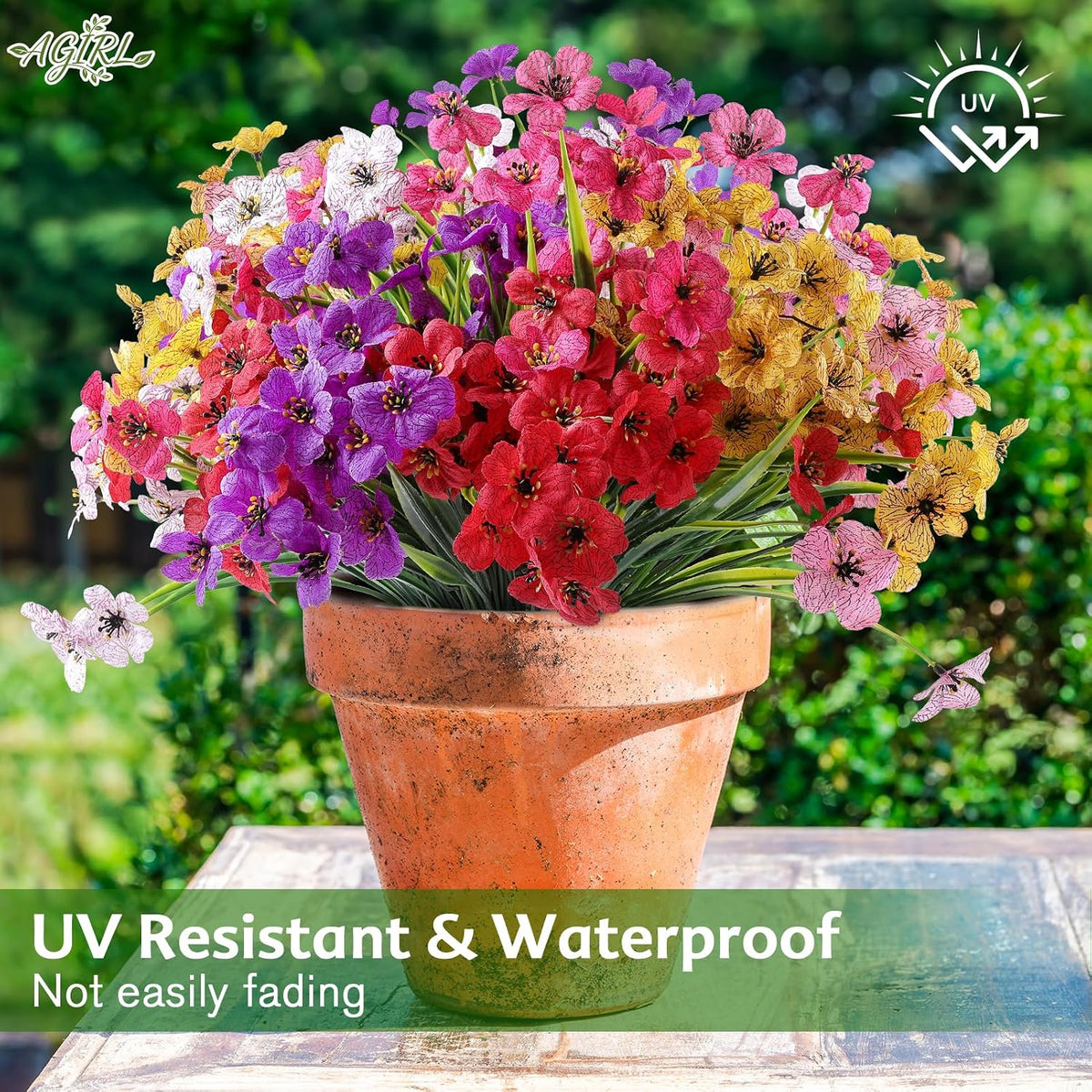 AGIRL Artificial Flowers Outdoor UV Resistant Fake Plant Garden Patio Decor