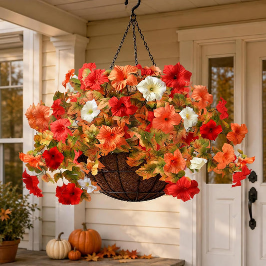 Der Rose 2Pcs Artificial Fall Hanging Flowers for Basket Outdoors
