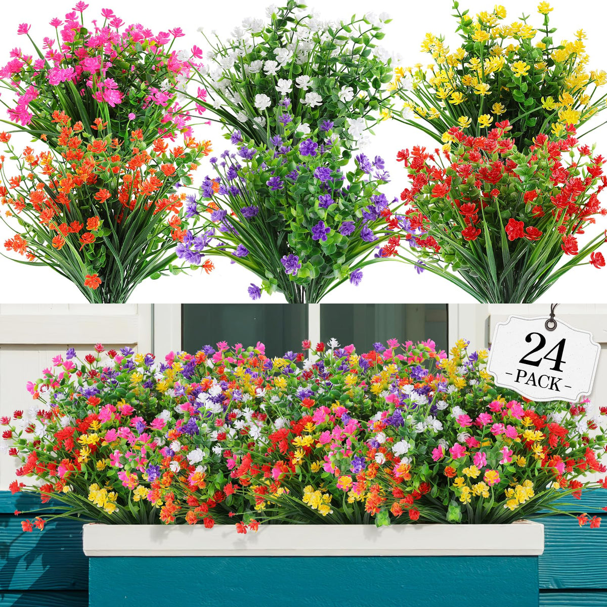 AGIRL Artificial Flowers Outdoor UV Resistant Fake Plant Garden Patio Decor