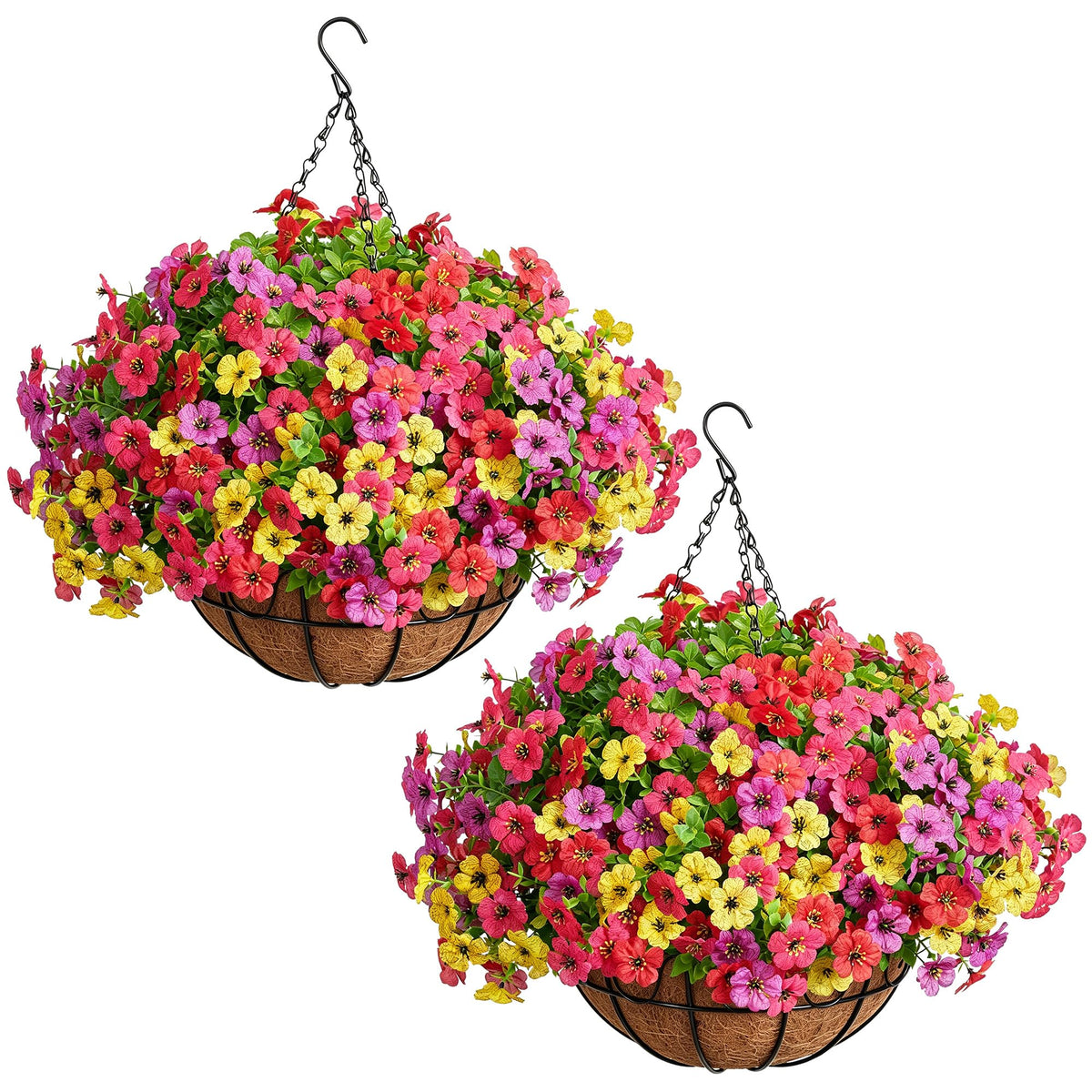 InnoGear Artificial Hanging Flowers for Outdoors Fake Plants Baskets 4 Hues