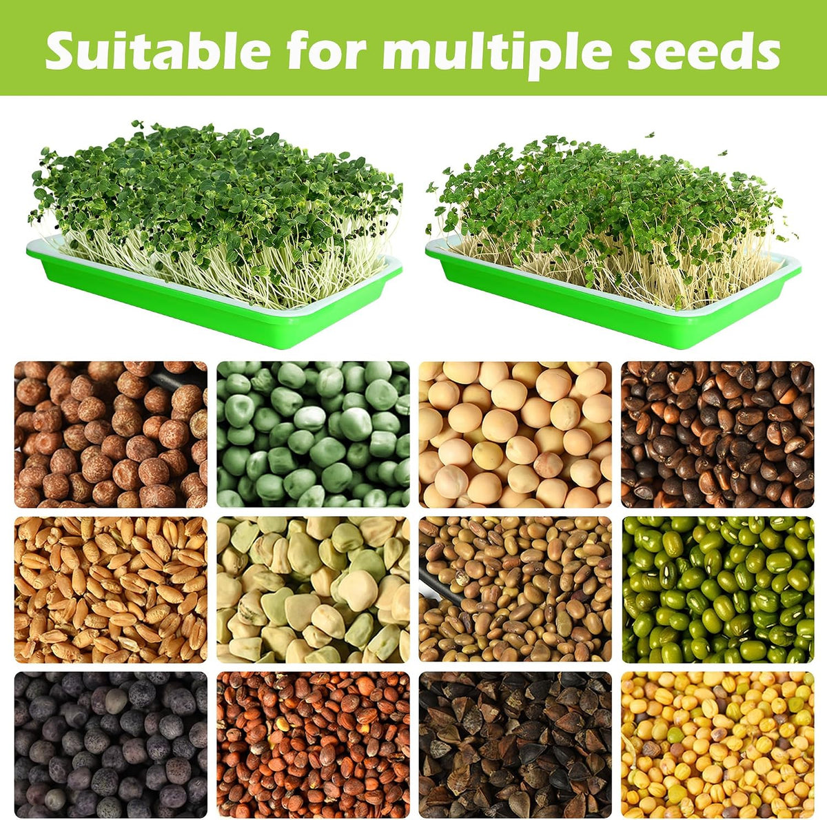 10 Pack Seed Sprouter Tray, Wheatgrass Tray Sprouter Microgreen Growing Kit