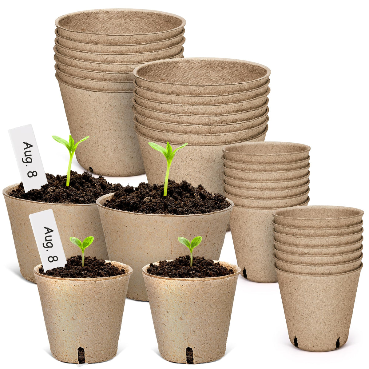 homenote 60 Pcs 4 Inch Peat Pots,Nursery Plant Pots,Seed Starting Pots