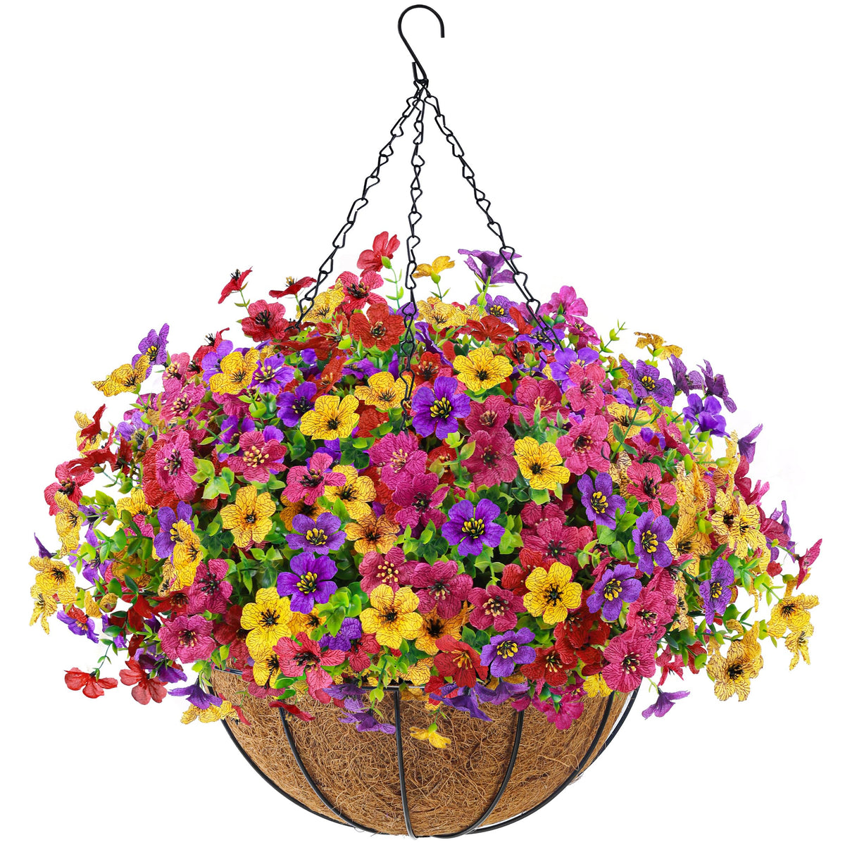 Der Rose 2Pcs Fall Artificial Flowers with Hanging Baskets for Outdoors