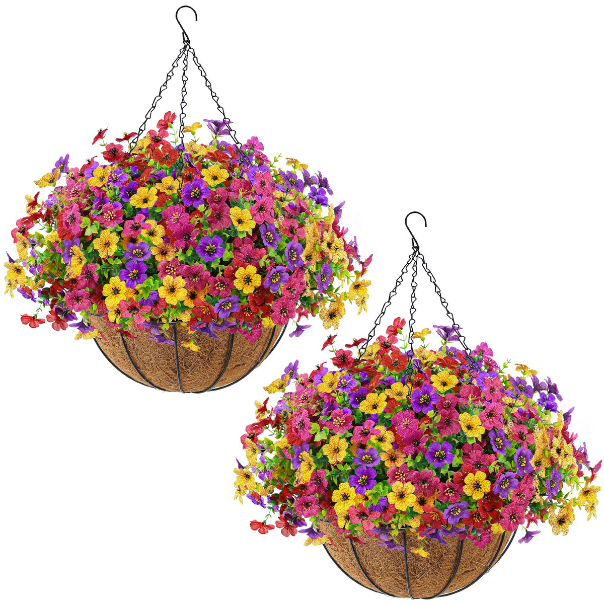 Der Rose 2Pcs Fall Artificial Flowers with Hanging Baskets for Outdoors