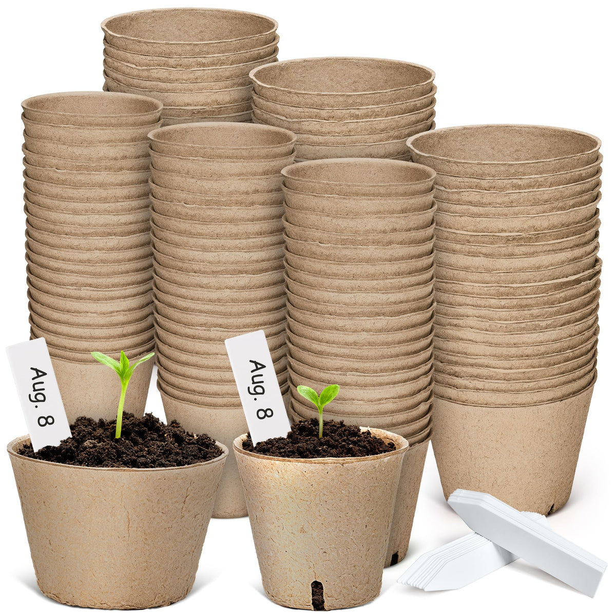 homenote 60 Pcs 4 Inch Peat Pots,Nursery Plant Pots,Seed Starting Pots