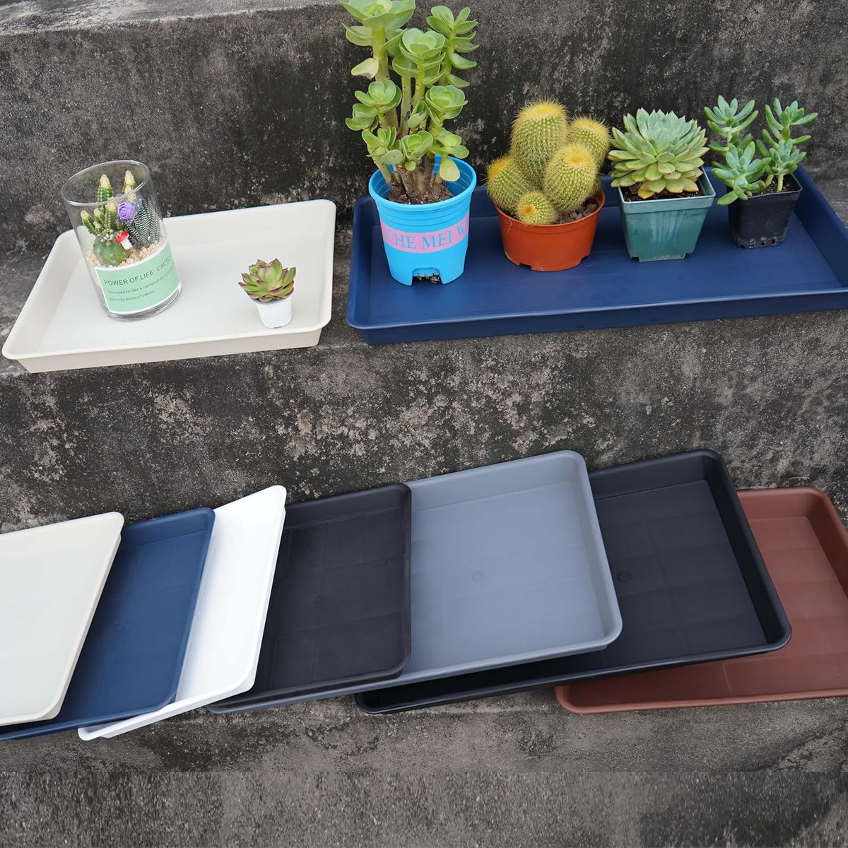 VUWEZ Plant Growing Trays 2 Pack, Plant Tray, 14.5"x11", Heavy Sturdy Plastic Plants Saucer, Seedling Starter Trays, Seed Starter Growing Tray (Black)