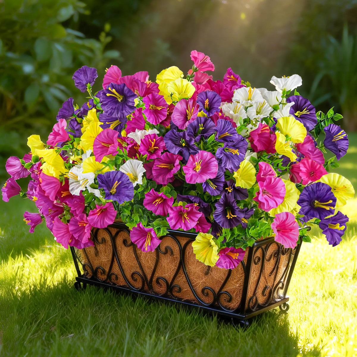 Der Rose 2Pcs Artificial Fall Hanging Flowers for Basket Outdoors